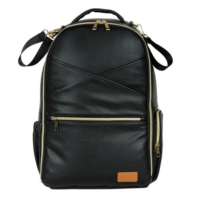 Large Espresso Diaper Backpack with stylish design and multiple compartments for parents on the go.