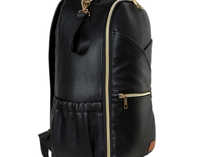 Large diaper backpack in espresso color, made of high-quality PU, stylish and spacious for parents on the go.