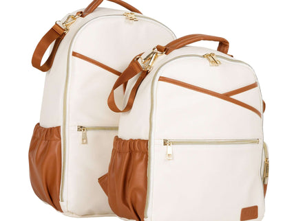 Cappuccino Small Diaper Backpack, stylish and organized baby bag for parents on the go.