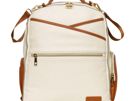 Stylish Small Diaper Backpack in Cappuccino color with multiple compartments and lightweight design.
