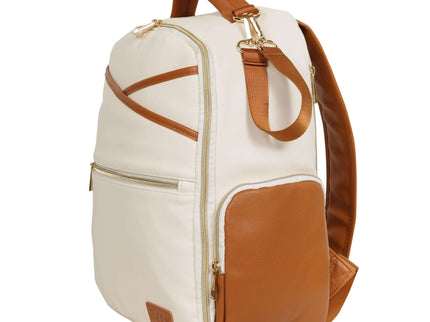 Small Diaper Backpack in Cappuccino color, stylish and versatile for parents on the go.