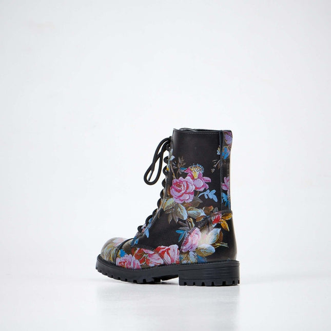 511 Pink Roses Leather Boots – Unisex Handmade All - Season Boots - Daily Nomad