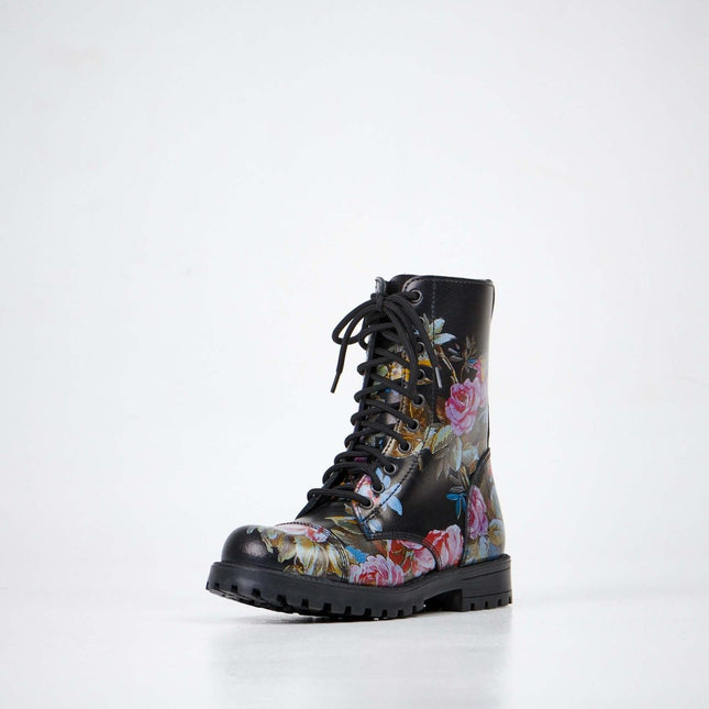 511 Pink Roses Leather Boots – Unisex Handmade All - Season Boots - Daily Nomad