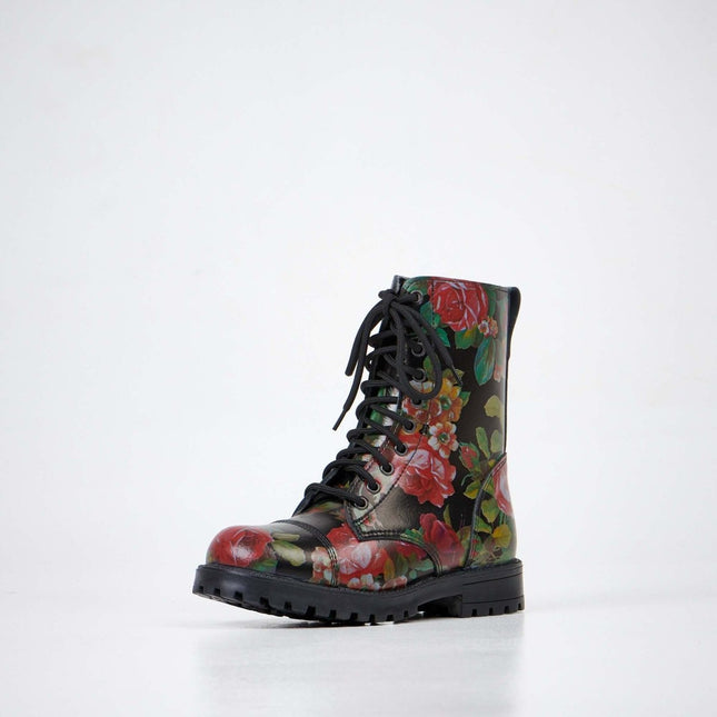 511 Red Roses Leather Boots – Unisex Handmade All - Season Boots - Daily Nomad