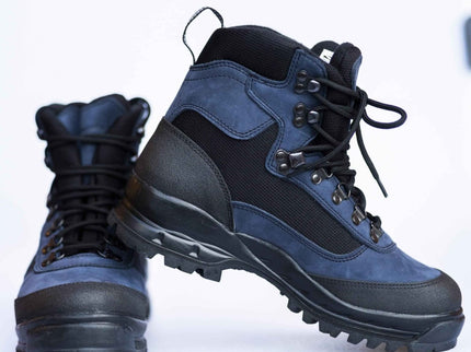 550 Navy Hiking Boots – Waterproof Nubuck & Textile with Vibram Sole - Daily Nomad