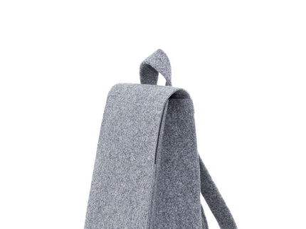 Stylish grey unisex backpack with minimalist design, featuring a laptop compartment and solid material.