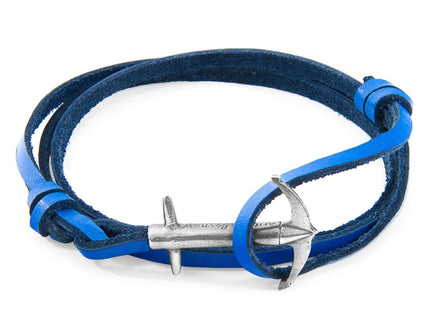 Admiral Anchor Silver and Flat Leather Bracelet – Royal Blue by ANCHOR & CREW - Daily Nomad