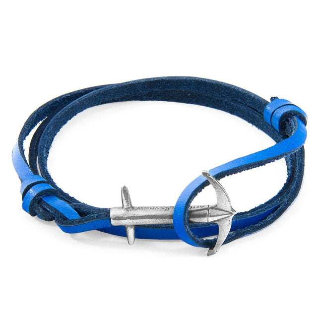 Admiral Anchor Silver and Flat Leather Bracelet – Royal Blue by ANCHOR & CREW - Daily Nomad