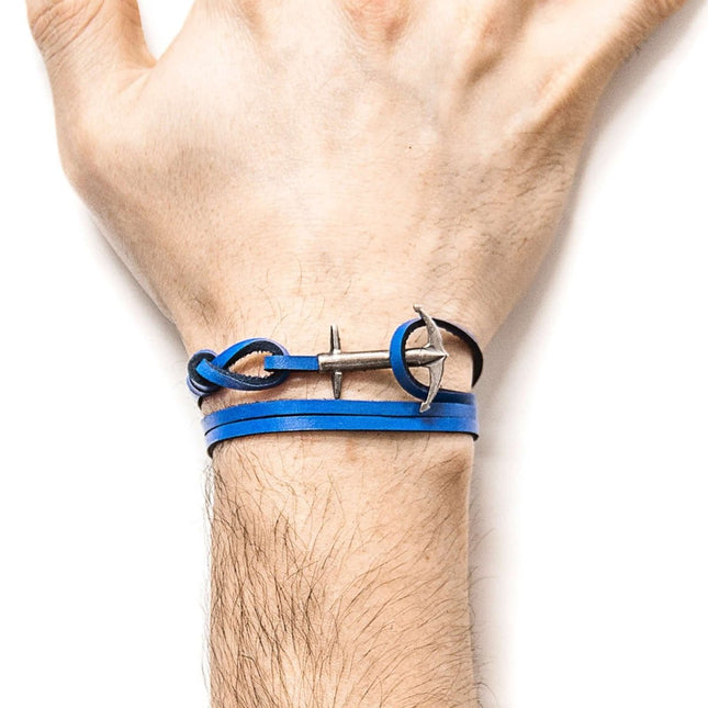 Admiral Anchor Silver and Flat Leather Bracelet – Royal Blue by ANCHOR & CREW - Daily Nomad