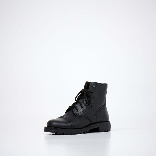 AIPI PS-2 military-inspired leather boots in black – product view 1