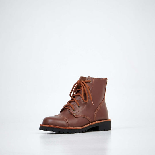 AIPI PS-2 military-inspired leather boots in brown – product view 1