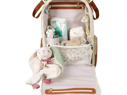 Ally Scandic Large Diaper Backpack – Cappuccino Vegan Leather Baby Bag, 16 Pockets - Daily Nomad