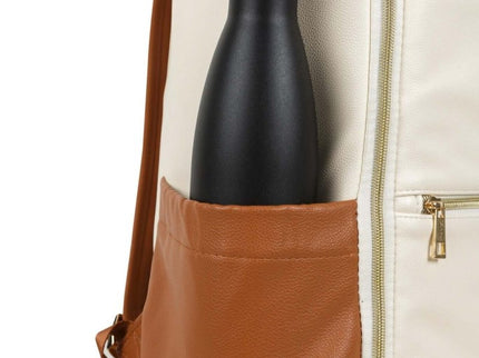 Ally Scandic Large Diaper Backpack – Cappuccino Vegan Leather Baby Bag, 16 Pockets - Daily Nomad