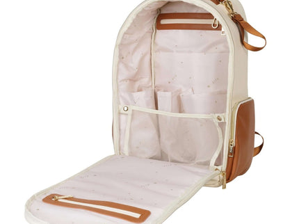 Ally Scandic Large Diaper Backpack – Cappuccino Vegan Leather Baby Bag, 16 Pockets - Daily Nomad