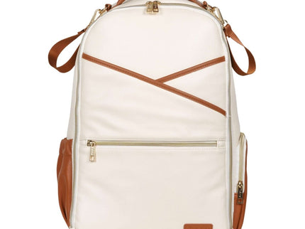Ally Scandic Large Diaper Backpack – Cappuccino Vegan Leather Baby Bag, 16 Pockets - Daily Nomad