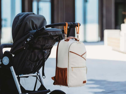Ally Scandic Large Diaper Backpack – Cappuccino Vegan Leather Baby Bag, 16 Pockets - Daily Nomad