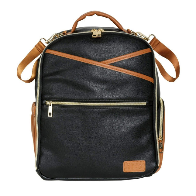 Ally Scandic Small Diaper Backpack – Black Coffee Vegan Leather Baby Bag, 11 Pockets - Daily Nomad