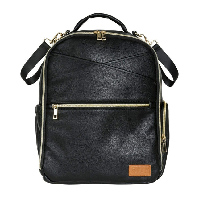 Ally Scandic Small Diaper Backpack – Espresso Vegan Leather Baby Bag, 11 Pockets - Daily Nomad
