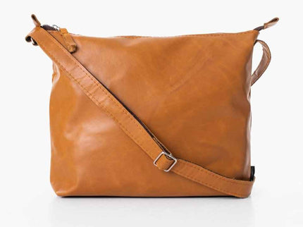 Anet L Leather Shoulder Bag – Caramel -  Upcycled and Handmade from Europe