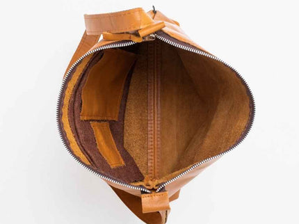 Anet L Leather Shoulder Bag – Caramel -  Upcycled and Handmade from Europe