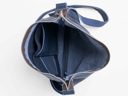 Anet L Leather Shoulder Bag – Dark Blue - Upcycled and Handmade in Estonia