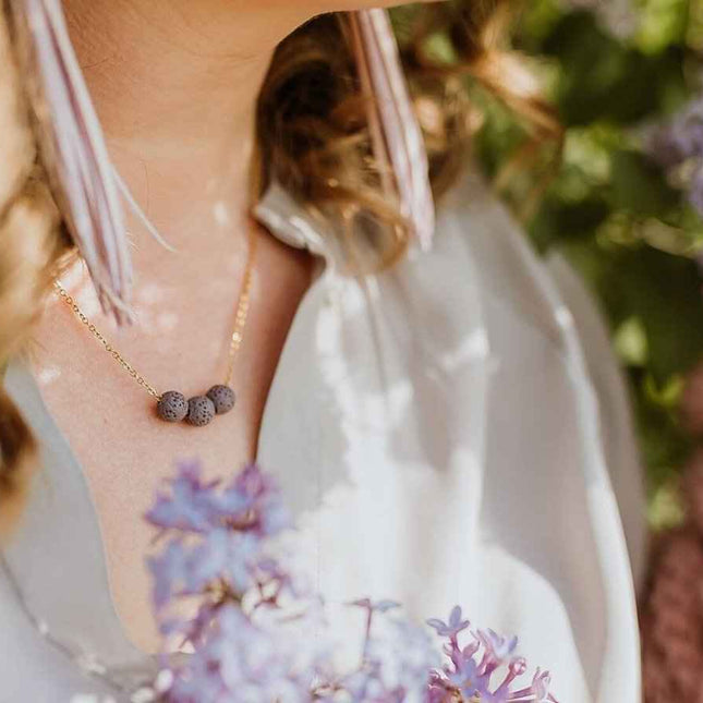 Aroma Diffuser Necklace with Lava Beads - Silver Chain - Daily Nomad