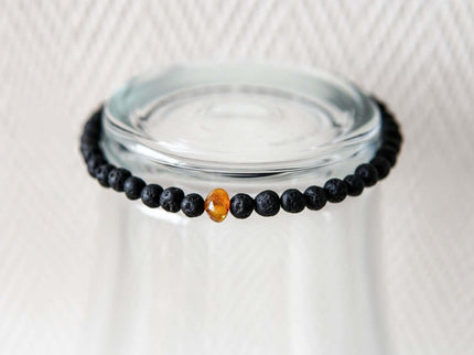 Baltic Amber and Black Lava Bracelet for Men - Daily Nomad