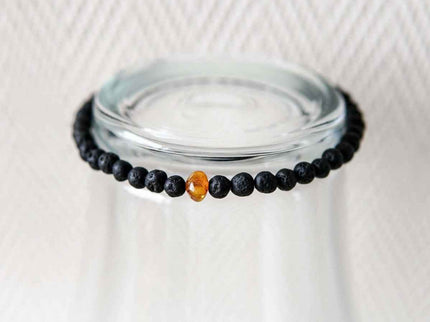 Baltic Amber and Black Lava Bracelet for Men - Daily Nomad