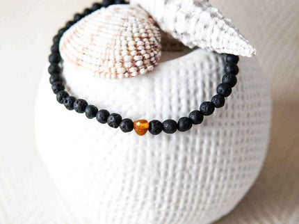 Baltic Amber and Black Lava Bracelet for Men - Daily Nomad