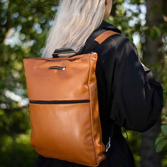 Trendbag Barbara Calvados upcycled leather backpack