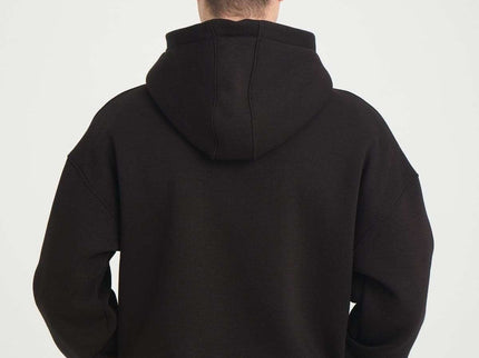 Back view of Basic Heavyweight Zipper Hoodie in Black, showing oversize fit and DALER embroidery detail.