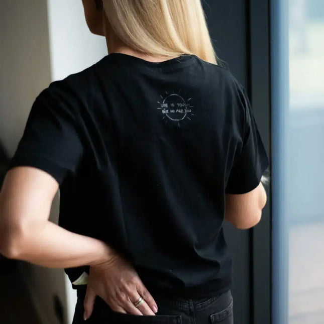 Black Giraffe – "Be Kind" Oversized Organic Cotton T-Shirt (Black on Black) - Daily Nomad