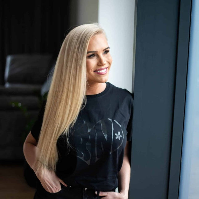 Black Giraffe – "Be Kind" Oversized Organic Cotton T-Shirt (Black on Black) - Daily Nomad