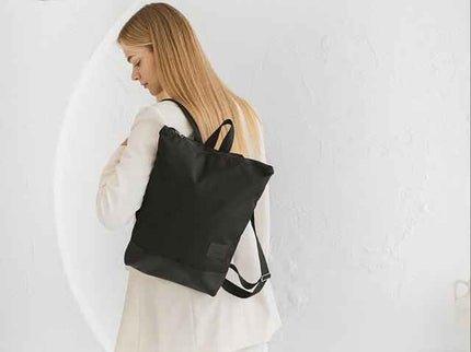 Black Waterproof Leather Backpack – Handmade Everyday Bag with 13″ Laptop Sleeve