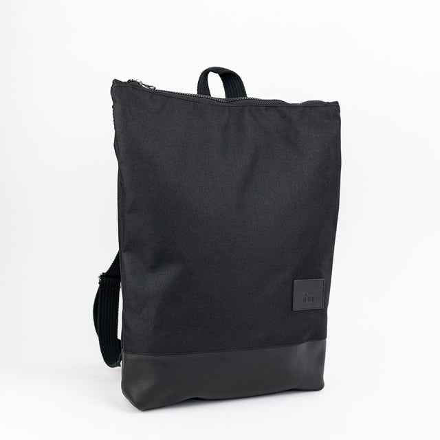 Black Waterproof Leather Backpack – Handmade Everyday Bag with 13″ Laptop Sleeve