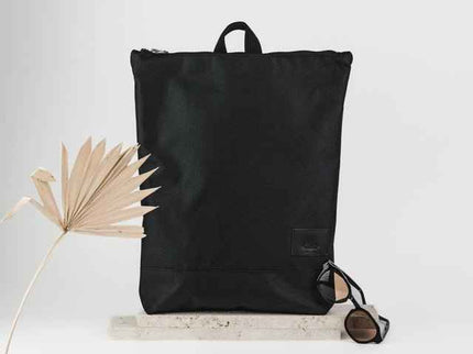Black Waterproof Leather Backpack – Handmade Everyday Bag with 13″ Laptop Sleeve