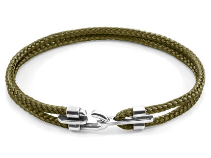 Canterbury Silver and Rope Bracelet – Khaki Green by ANCHOR & CREW - Daily Nomad