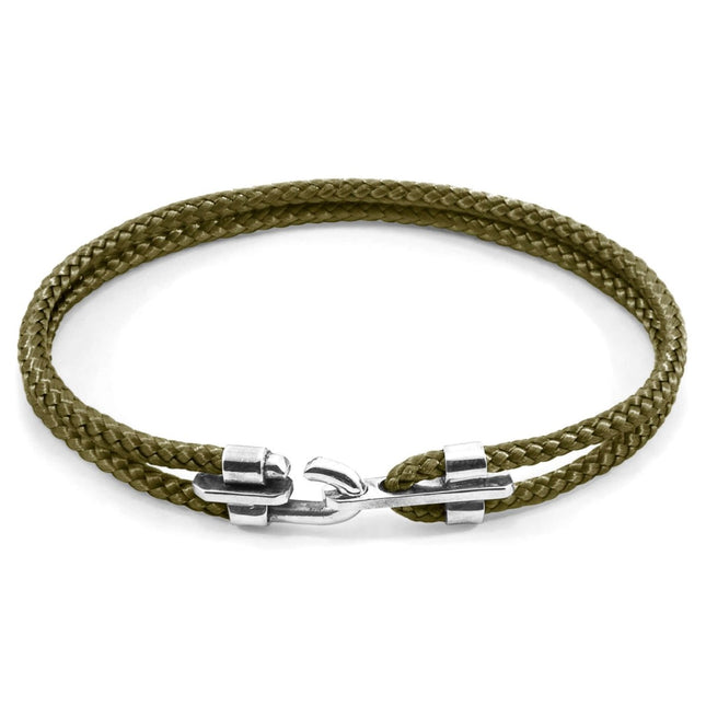 Canterbury Silver and Rope Bracelet – Khaki Green by ANCHOR & CREW - Daily Nomad