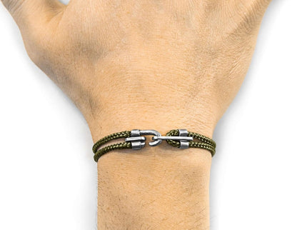 Canterbury Silver and Rope Bracelet – Khaki Green by ANCHOR & CREW - Daily Nomad
