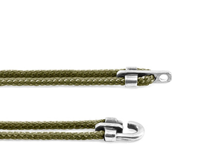 Canterbury Silver and Rope Bracelet – Khaki Green by ANCHOR & CREW - Daily Nomad