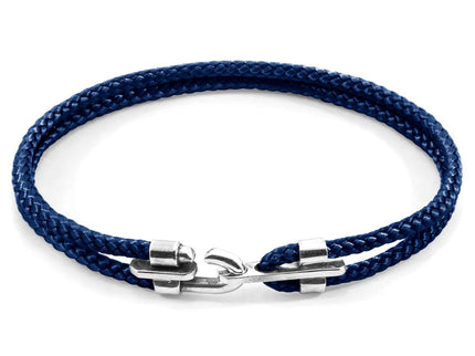 Canterbury Silver and Rope Bracelet – Navy Blue by ANCHOR & CREW - Daily Nomad