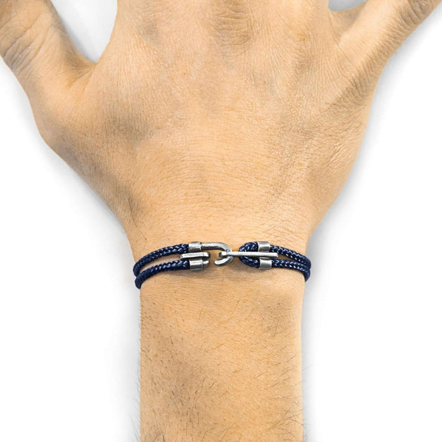 Canterbury Silver and Rope Bracelet – Navy Blue by ANCHOR & CREW - Daily Nomad