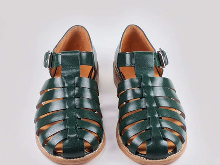 Daz Studio – Handmade Fisherman - Style Leather Sandals - Dark Green - Daily Nomad