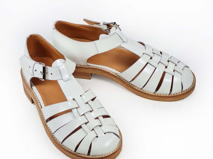 Daz Studio – Handmade Fisherman - Style Leather Sandals - White - Daily Nomad