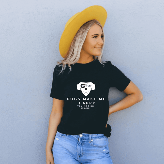 Dogs Make Me Happy – Oversized Organic Cotton T-Shirt by Black Giraffe - Daily Nomad