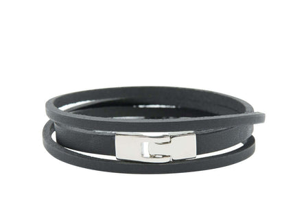 Double Wrap Slit Bracelet - Silver Hook Clasp - Daily Nomad