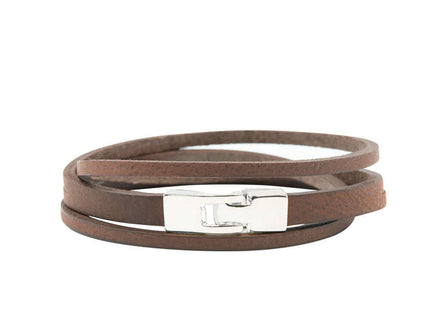 Double Wrap Slit Bracelet - Silver Hook Clasp - Daily Nomad