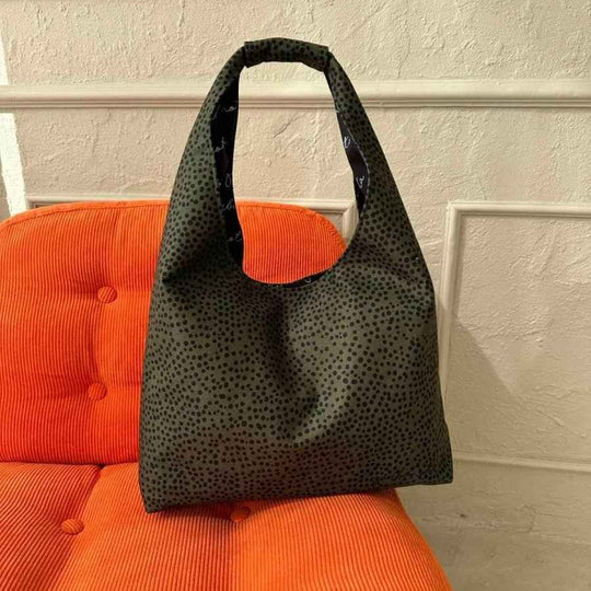 Garbanota Moon khaki polka dots handbag handmade in Lithuania