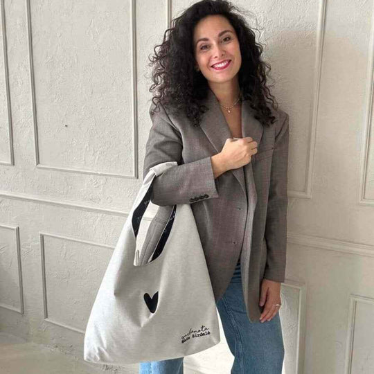 Garbanota Moon white handbag handmade in Lithuania
