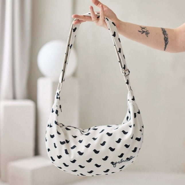 Garbanota – Velour Hobo Bag (Adjustable Strap, Machine Washable) Birds - Daily Nomad